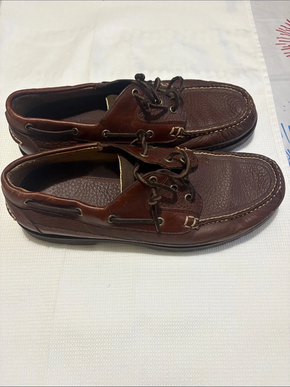 MENS LL BEAN HAND SEWN BROWN LOAFER OXFORD SHOES